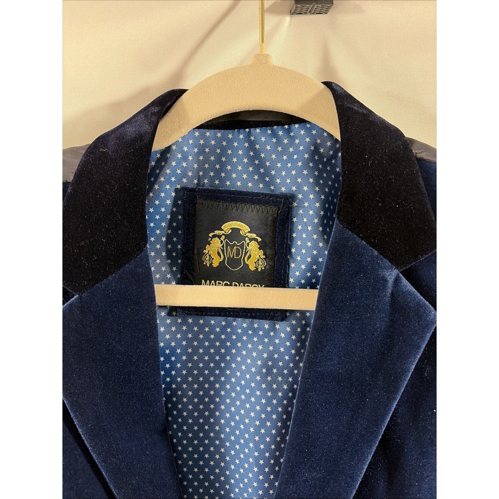 Marc Darcy velvet lapel two-pocket smart formal waistcoat in blue 44R - Picture 4 of 11